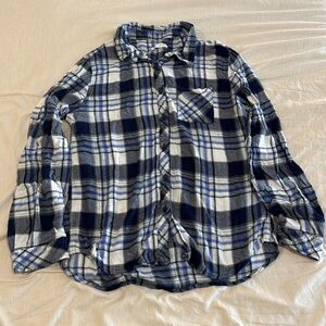BeachLunchLounge Blue & White Flannel Button-Down – Size L